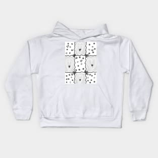 Heart Checkered pattern b&w Kids Hoodie